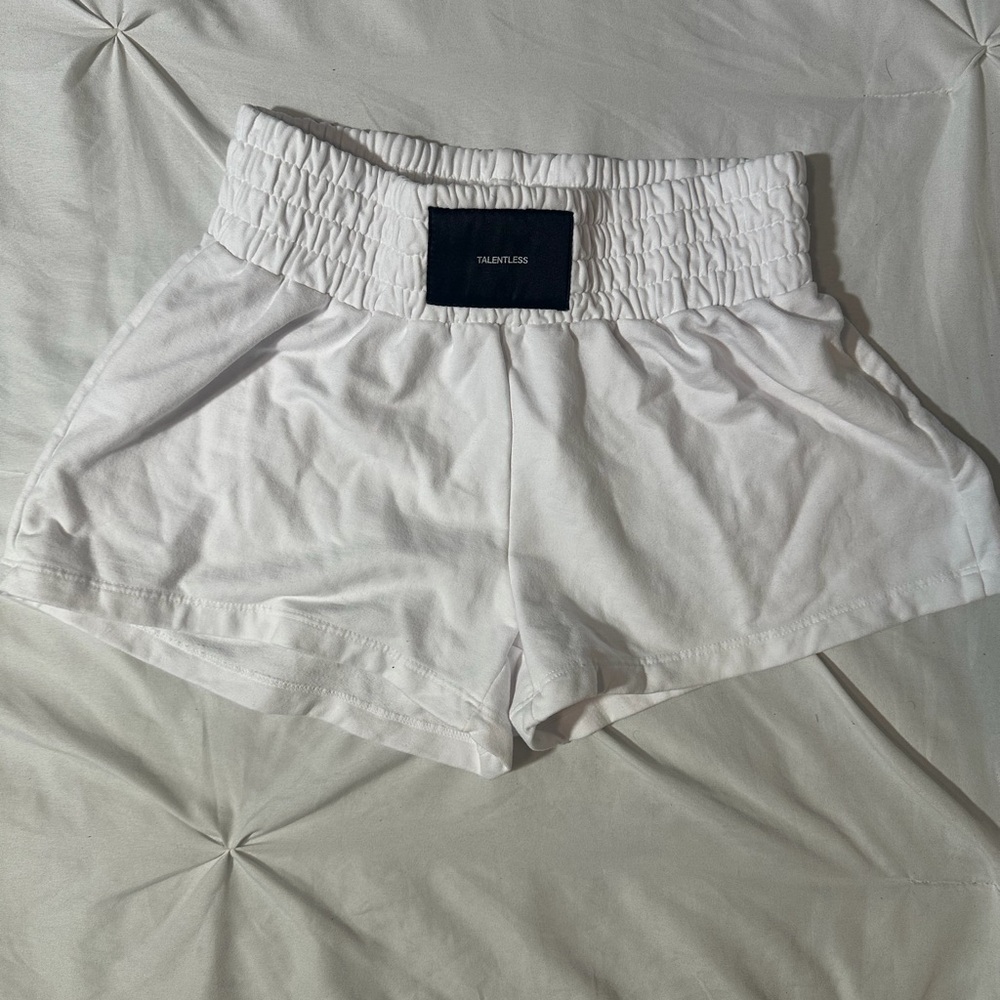 TALENTLESS White Athletic Shorts